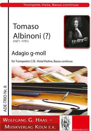 Albinoni, Tomaso 1671-1751; Adagio en sol mineur dans Trompette C/B, Viola (Vl, Fl, Ob) et Bc
