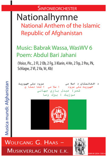 Nationalhymne Afghanistan, Wassa, Babrak *1947, WasWV6, PARTITUR