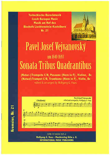 Vejvanovský, Pavel J. 1633c-1693 -SONATA TRIBUS QUADRANTIBUS; Trompete, Posaune,Violine, B.c.