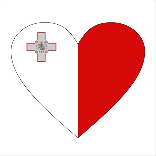 Cadora  Malta - Magnetschild Kühlschrankmagnet in Herzform Flagge