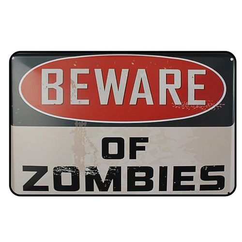 Cadora Magnetschild Kühlschrankmagnet Vintage Retro Beware of zombies Nimm dich in Acht vor Zombies