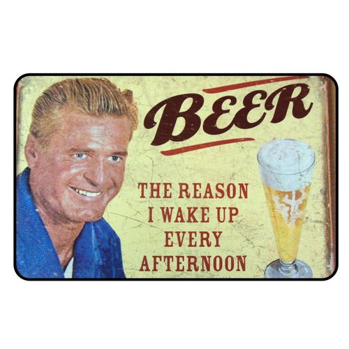 Cadora Kühlschrankmagnet Vintage Retro Werbung Beer The reason why I wake up every afternoon Bier