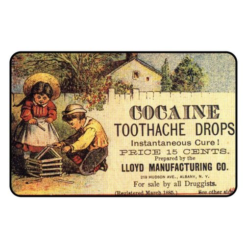 Cadora Kühlschrankmagnet Vintage Werbung Cocaine Kokain Toothache drops Zahnschmerzen Tropfen