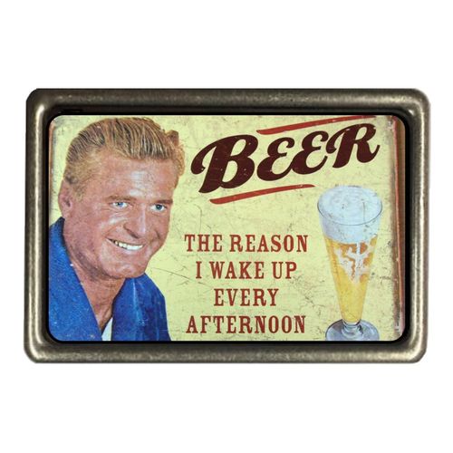 Cadora Gürtelschnalle Buckle Vintage Retro Beer The reason why I wake up every afternoon Bier