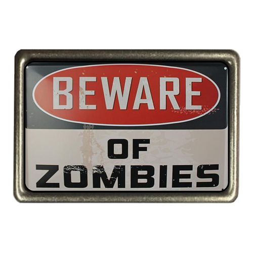 Cadora Gürtelschnalle Buckle Vintage Retro Beware of zombies Nimm dich in Acht vor Zombies