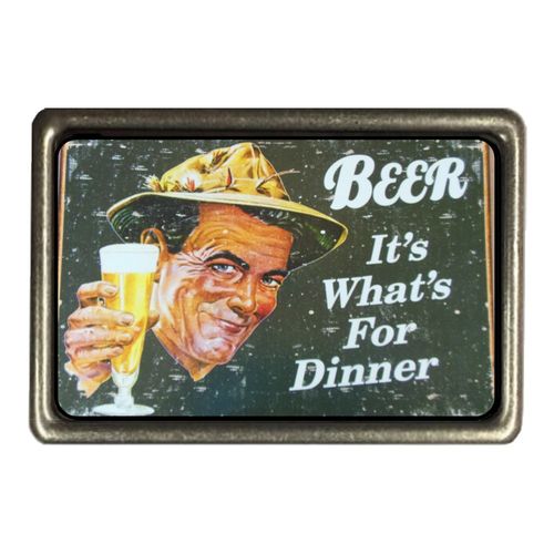 Cadora Gürtelschnalle Buckle Vintage Retro Werbung Beer it´s what´s for dinner Bier