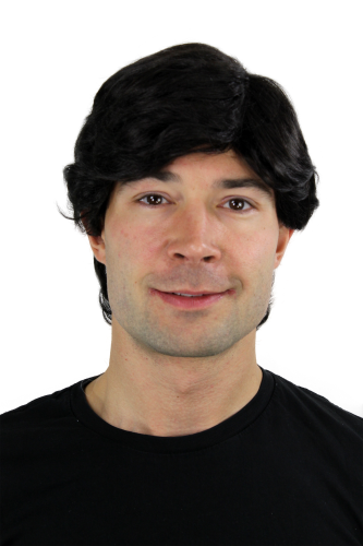 Men's WIG (for Men or Unisex) HIGH QUALITY synthetic BLACK short classic confident parting Man