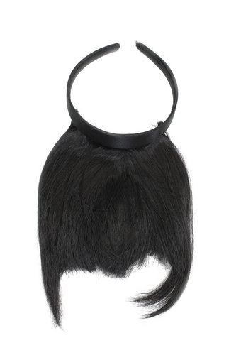 Hair Piece Clip in Bangs Fringe with hair circlet long framing strands HIGH QUALITY synthetic BLACK