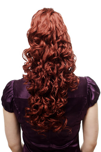 Hairpiece PONYTAIL extension VERY long MASSIVE volume curly AMAZING curls kinks dark copper red 23"