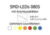 SMD-LEDs Bauform 0805 mit angelöteten Kupferlackdrähten
