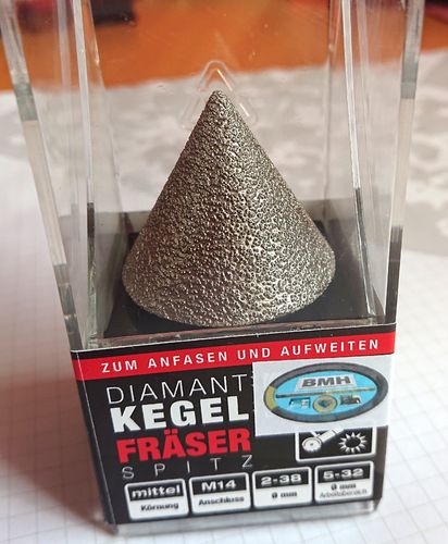 KF05 Kegel Diamant-Fräser Feinsteinzeug M14 Aufweiten 5-32 mm