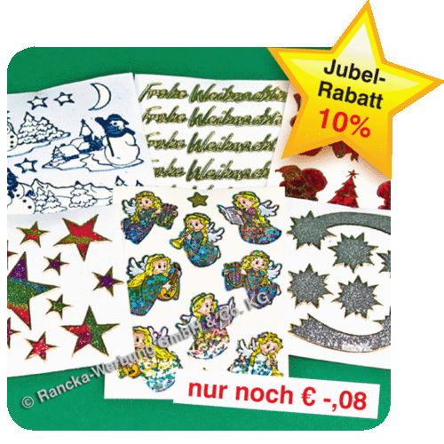 Weihnachts-Sticker-Sortiment (Jubelrabatt - Unser Preis bisher 9 Cent jetzt nur 8 Cent!)