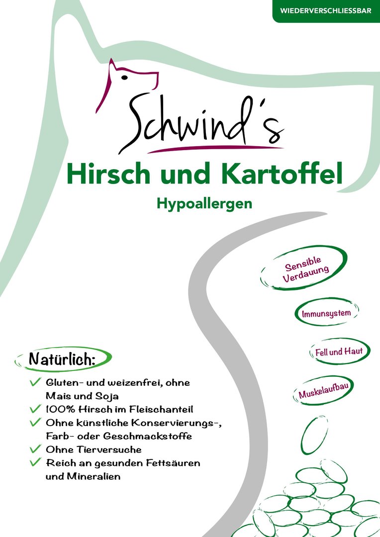 Schwind´s Hirsch und Kartoffel- getreidefrei- hypoallergen- 1 kg