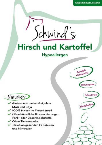 Schwind´s Hirsch und Kartoffel- getreidefrei- hypoallergen- 3 kg