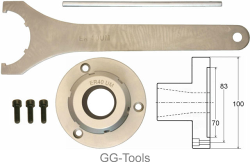 SET Spannzangenfutter Aufnahmeflansch 100mm ER40 für PROXXON