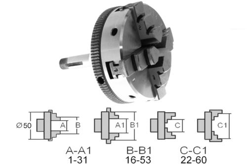 Vierbackenfutter Schaft 6mm für LORCH Uhrmacherdrehbank