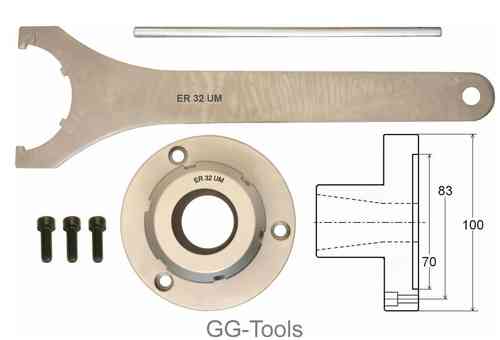 Spannzangenfutter Aufnahmeflansch 100mm ER32 passend für PROXXON