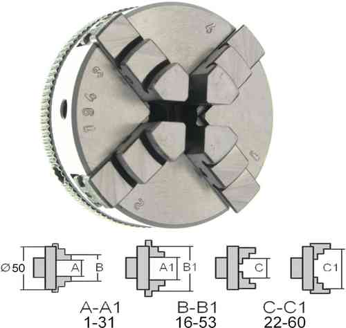 Vierbackenfutter Drehfutter 50mm für EMCO Unimat SL