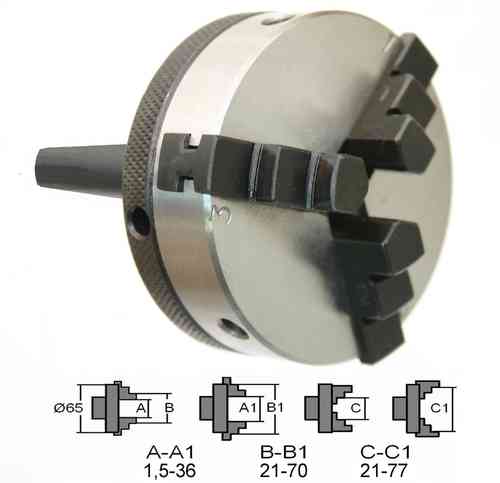 Dreibackenfutter 65mm Kegelaufnahme MK2
