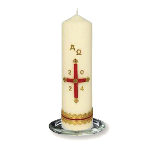 Ostertisch-Kerze, Kreuz rot,
