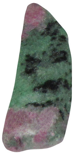 Zoisit mit Rubin gebohrt TS 3 ca. 1,6 cm breit x 4,0 cm hoch x 0,7 cm dick (10,1 gr.)