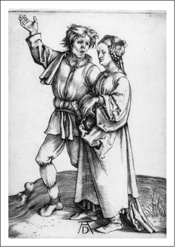 Kunstpostkarte " Der junge Bauer und seine Frau"