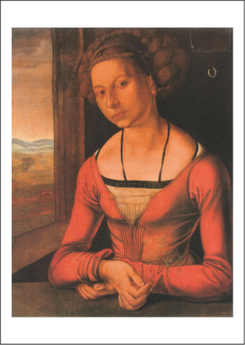 Kunstpostkarte "Die Fürlegerin mit aufgestecktem Haar"