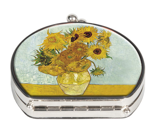 Pocket mirror "Van Gogh - Sunflowers" - textile surface