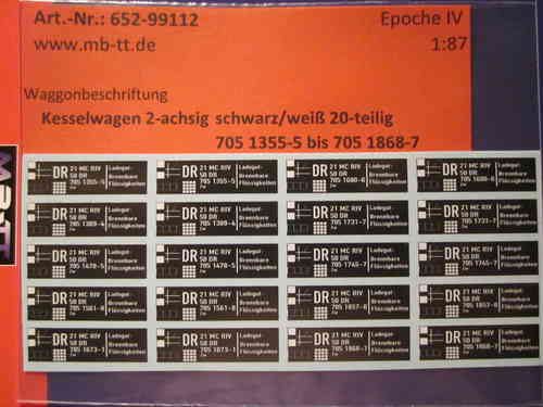 20-tlg. Nummern Kesselwagen 2-achsig Set 2, DR, Ep. IV, H0