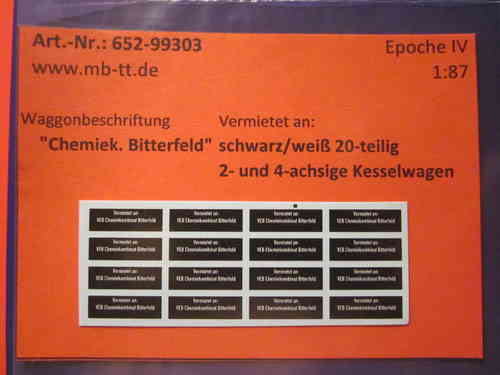 20-tlg. Vermietung Kesselwagen Bitterfeld 2- und 4-achsig, DR, Ep. IV, H0