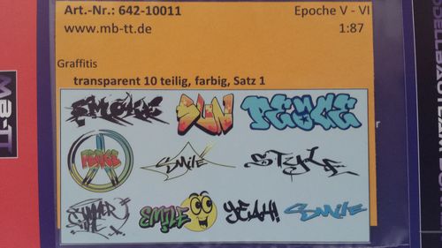 Graffitis auf transparenter Folie 10 tlg, Satz I, Ep. V - VI, H0