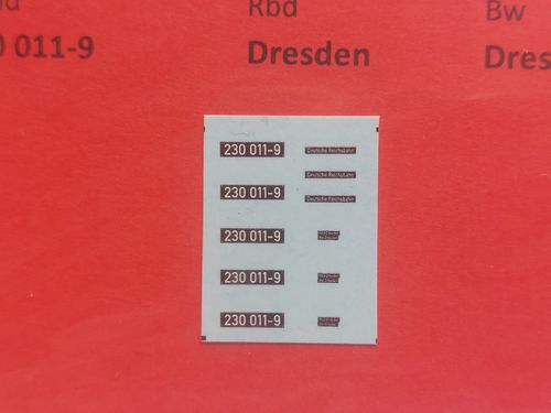 Lokdecal BR 230 011-9 (Knödelpresse) DR, UV-Technik, Ep. IV, TT