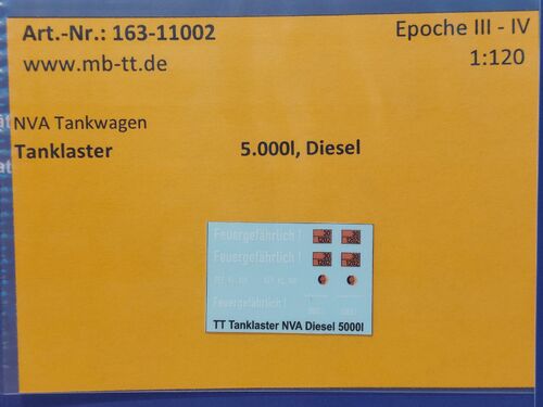 Fahrzeugdecal, Militär Tanklaster, 5000l, Diesel, UV-Technik, Ep. III/IV, TT