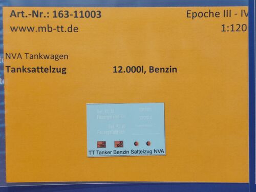Fahrzeugdecal, Militär Tanksattelzug, 12000l, Benzin, UV-Technik, Ep. III/IV, TT