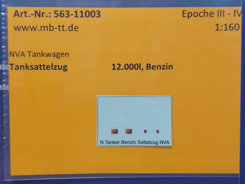 Fahrzeugdecal, Militär Tanksattelzug, 12000l, Benzin, UV-Technik, Ep. III/IV, N