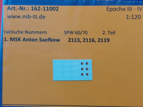Fahrzeugdecal, NVA, gep. Radf. SPW 60/70, 1.MSK, Teil 2, UV-Technik, Ep.IV, TT