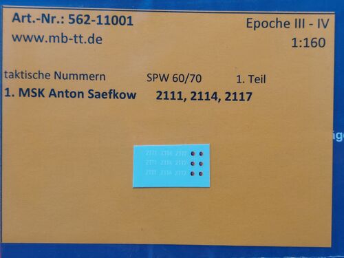 Fahrzeugdecal, NVA, gep. Radf. SPW 60/70, 1.MSK, Teil 1, UV-Technik, Ep.IV, N
