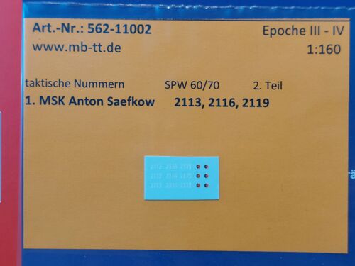 Fahrzeugdecal, NVA, gep. Radf. SPW 60/70, 1.MSK, Teil 2, UV-Technik, Ep.IV, N
