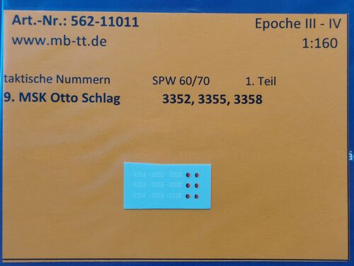 Fahrzeugdecal, NVA, gep. Radf. SPW 60/70, 9.MSK, Teil 1, UV-Technik, Ep.IV, N