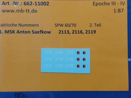 Fahrzeugdecal, NVA, gep. Radf. SPW 60/70, 1.MSK, Teil 2, UV-Technik, Ep.IV, H0