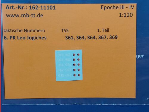 Fahrzeugdecal, NVA, gep. Kettenf. T 55, 6.PK, Teil 1, UV-Technik, Ep.IV, TT