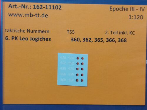 Fahrzeugdecal, NVA, gep. Kettenf. T 55, 6.PK, Teil 2, UV-Technik, Ep.IV, TT
