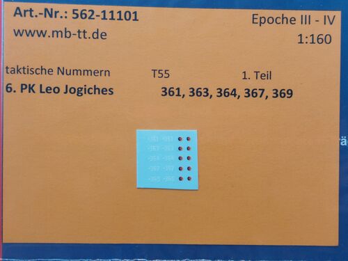 Fahrzeugdecal, NVA, gep. Kettenf. T 55, 6.PK, Teil 1, UV-Technik, Ep.IV, N