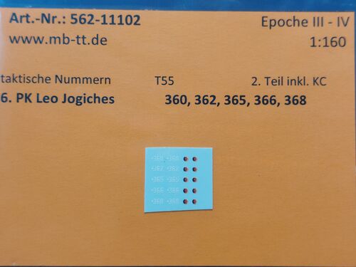 Fahrzeugdecal, NVA, gep. Kettenf. T 55, 6.PK, Teil 2, UV-Technik, Ep.IV, N