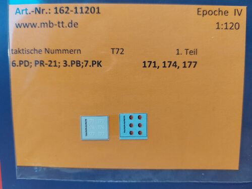 Fahrzeugdecal, NVA, gep. Kettenf. T 72, 7.PK, Teil 1, UV-Technik, Ep.IV, TT