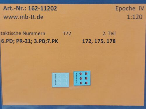 Fahrzeugdecal, NVA, gep. Kettenf. T 72, 7.PK, Teil 2, UV-Technik, Ep.IV, TT
