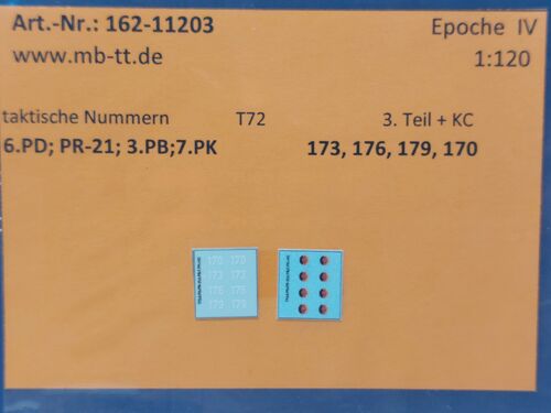Fahrzeugdecal, NVA, gep. Kettenf. T 72, 7.PK, Teil 3 mit KC, UV-Technik, Ep.IV, TT