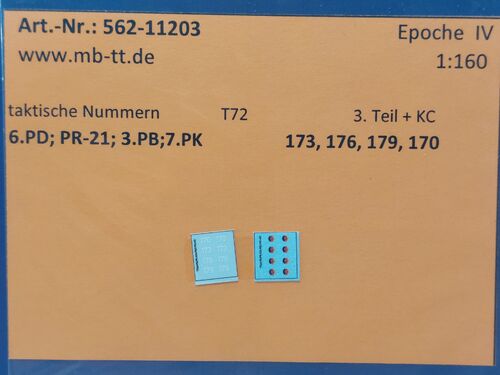 Fahrzeugdecal, NVA, gep. Kettenf. T 72, 7.PK, Teil 3 mit KC, UV-Technik, Ep.IV, N