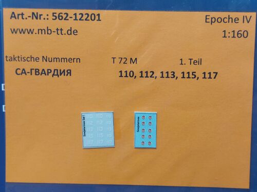 Fahrzeugdecal, Sowjetarmee, gep. Kettenf. T 72, 170 GMSR, Teil 1, UV-Technik, Ep.IV, N