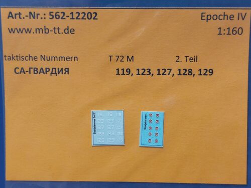 Fahrzeugdecal, Sowjetarmee, gep. Kettenf. T 72, 170 GMSR, Teil 2, UV-Technik, Ep.IV, N